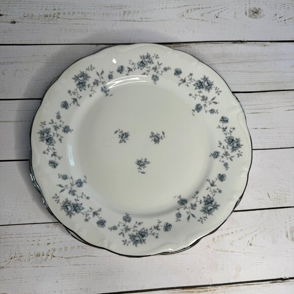 Johann Haviland Blue Garland 10" Dinner Plates Bavaria Germany Platinum Lot of 2 - Picture 3 of 9